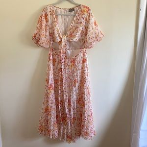 ASOS DESIGN wrap around pleated midi dress in floral print size 10